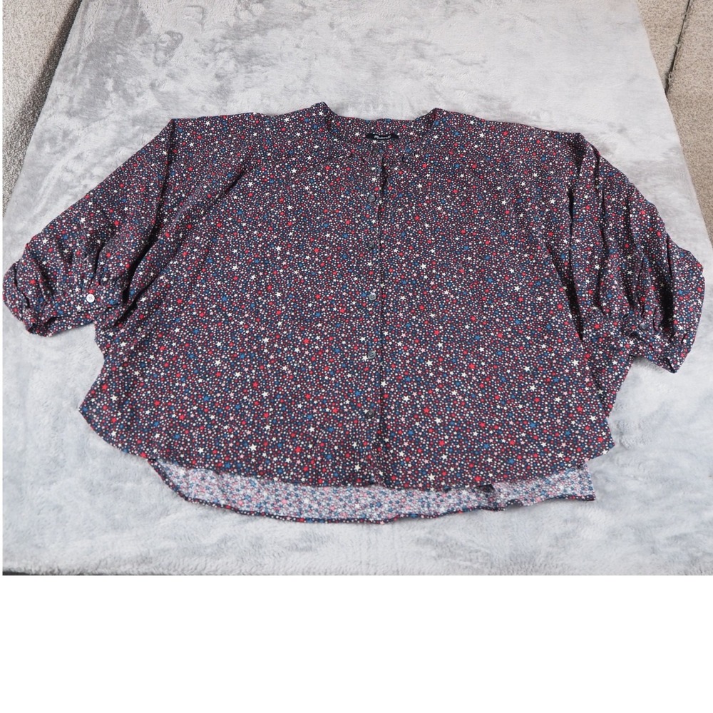 Madewell Button Front Peasant Top Starry Night Oversized Drape 100% Cotton